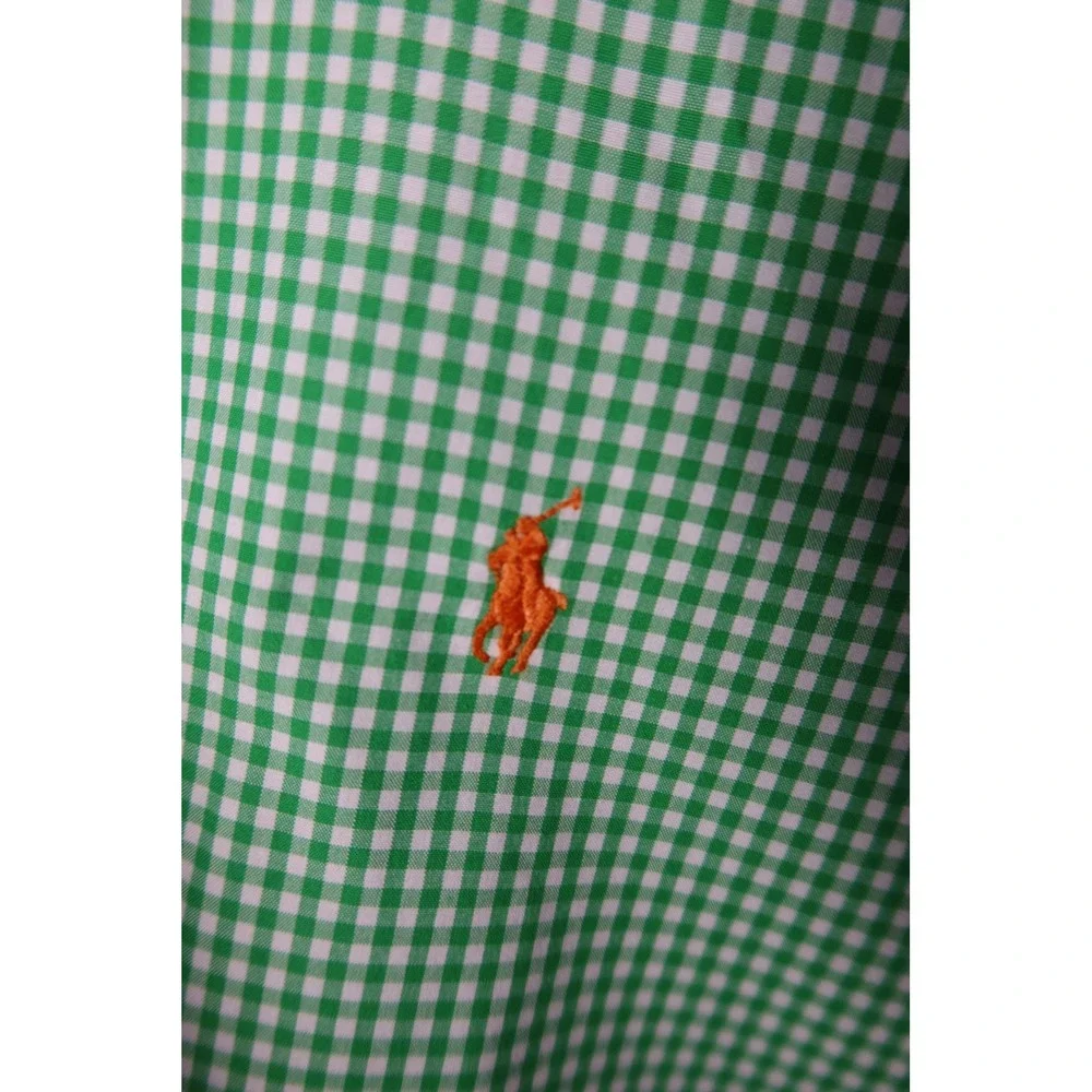 Polo Ralph Lauren Mens XL Green Gingham Check Button Down Shirt Long Sleeve Pony